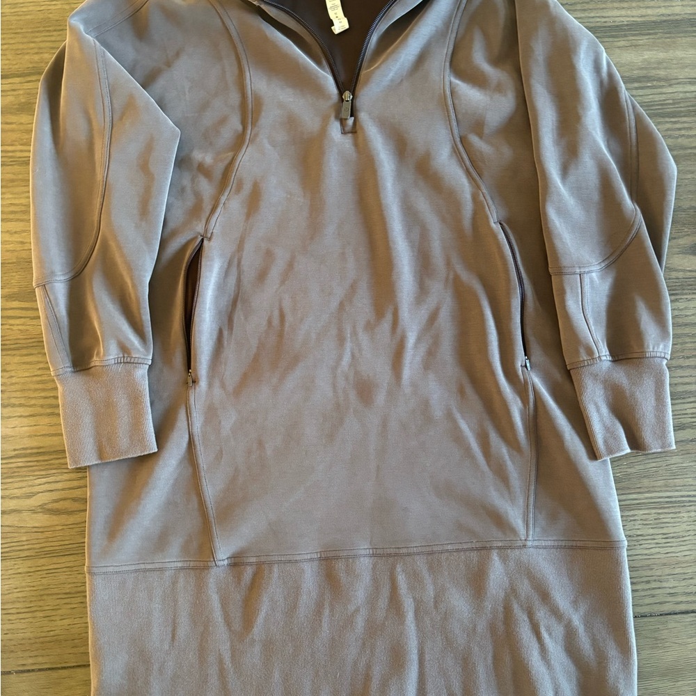 Lululemon Quarter-Zip Pullover Dress in Mocha